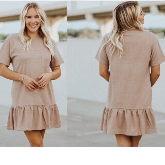 Very J Dresses & Skirts - Very J LIKE NEW The Piper drop waist ribbed baby doll ruffle bottom dress size L